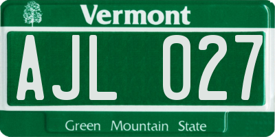 VT license plate AJL027