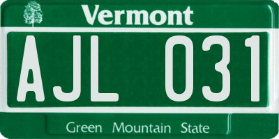VT license plate AJL031