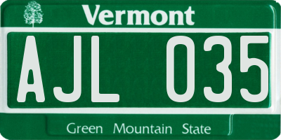 VT license plate AJL035