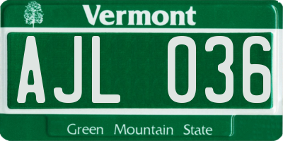 VT license plate AJL036
