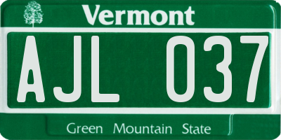 VT license plate AJL037
