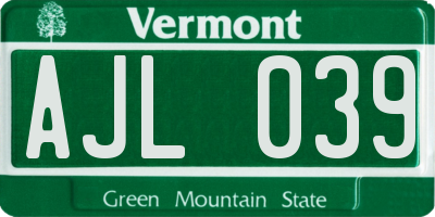 VT license plate AJL039