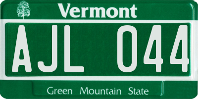 VT license plate AJL044