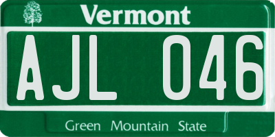 VT license plate AJL046