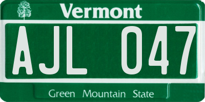 VT license plate AJL047
