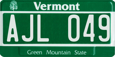 VT license plate AJL049