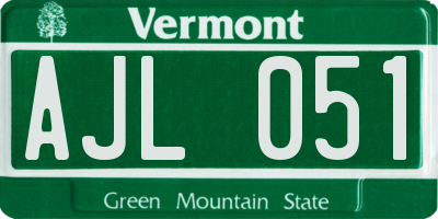 VT license plate AJL051