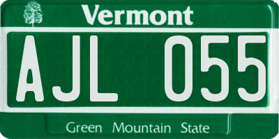 VT license plate AJL055