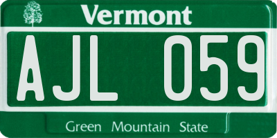 VT license plate AJL059