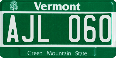 VT license plate AJL060