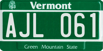 VT license plate AJL061
