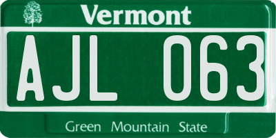 VT license plate AJL063