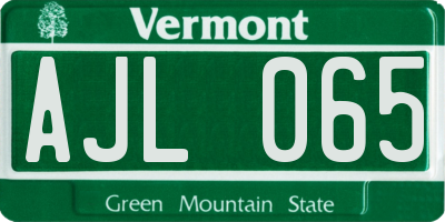 VT license plate AJL065