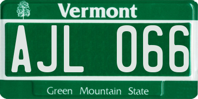 VT license plate AJL066