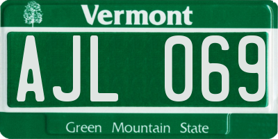 VT license plate AJL069