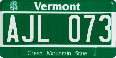 VT license plate AJL073