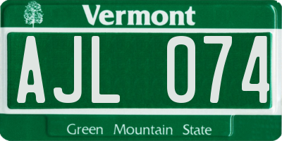 VT license plate AJL074