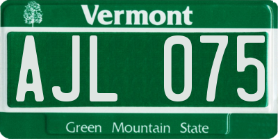 VT license plate AJL075