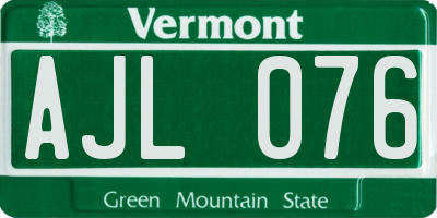 VT license plate AJL076