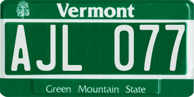 VT license plate AJL077