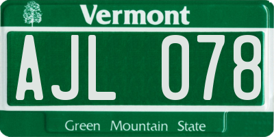 VT license plate AJL078