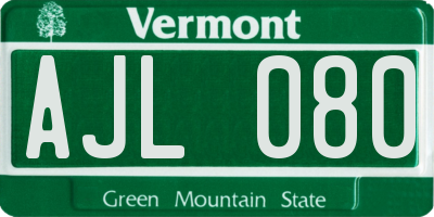 VT license plate AJL080