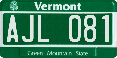 VT license plate AJL081