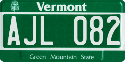 VT license plate AJL082