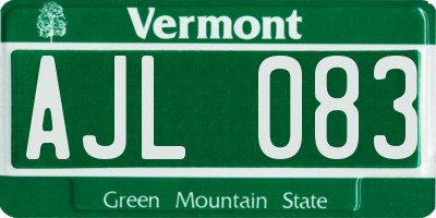 VT license plate AJL083