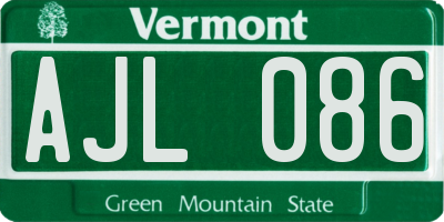 VT license plate AJL086