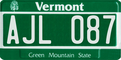 VT license plate AJL087