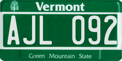 VT license plate AJL092
