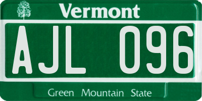 VT license plate AJL096