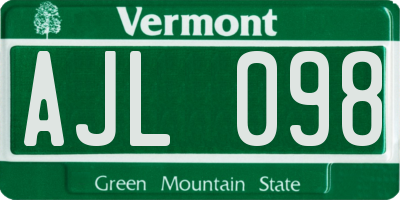 VT license plate AJL098