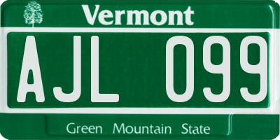VT license plate AJL099
