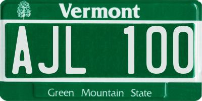 VT license plate AJL100