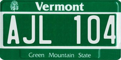 VT license plate AJL104