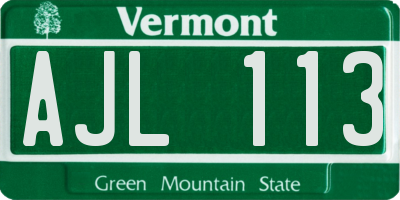 VT license plate AJL113