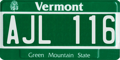 VT license plate AJL116