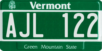 VT license plate AJL122
