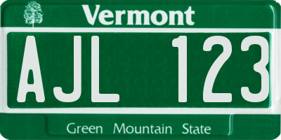VT license plate AJL123