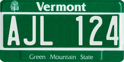 VT license plate AJL124