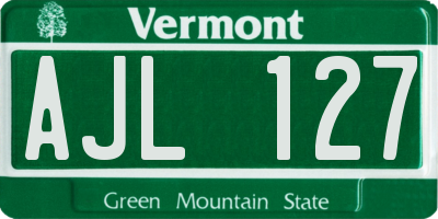 VT license plate AJL127