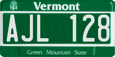 VT license plate AJL128