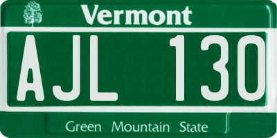 VT license plate AJL130