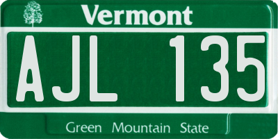 VT license plate AJL135