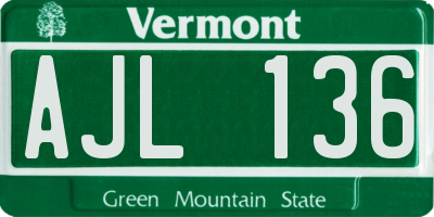 VT license plate AJL136