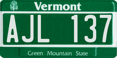 VT license plate AJL137