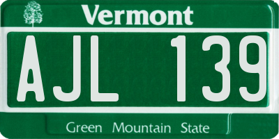 VT license plate AJL139