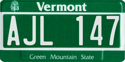 VT license plate AJL147